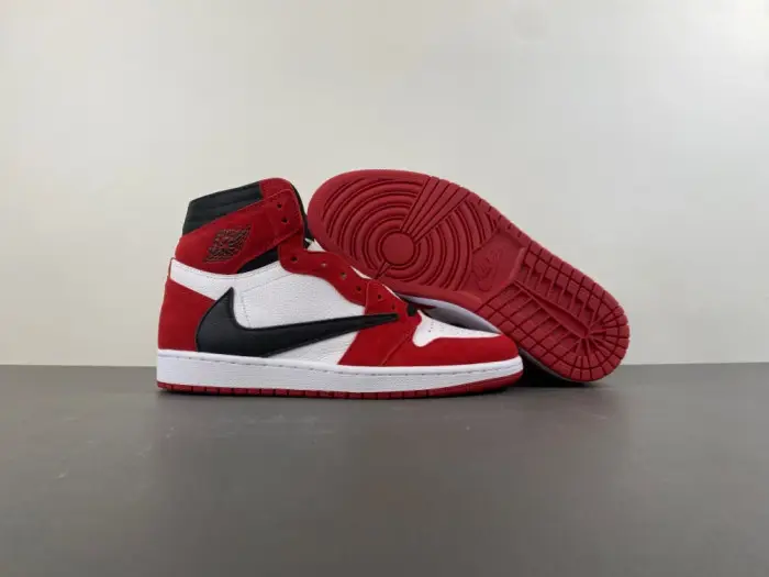 AIR JORDAN 1 TRAVIS SCOTT WHITE RED AND BLACK 