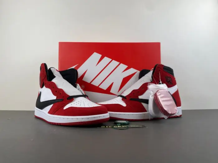 AIR JORDAN 1 TRAVIS SCOTT WHITE RED AND BLACK 