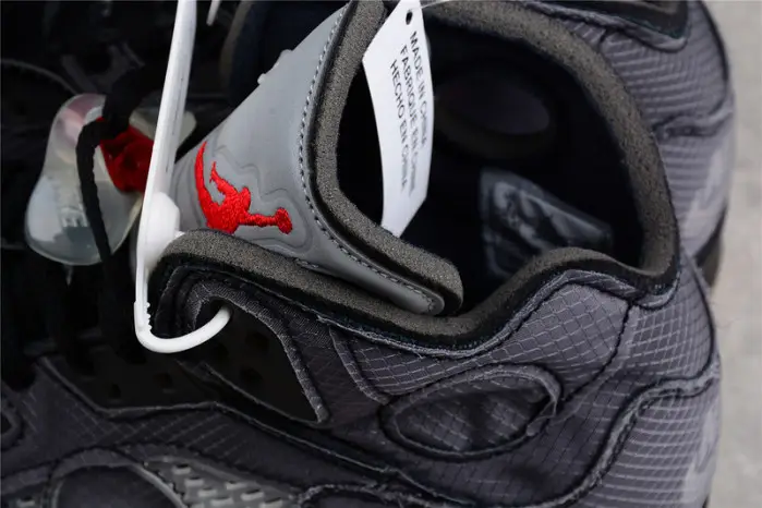 OW Air Jordan 5 SP Black Muslin Fire Red 