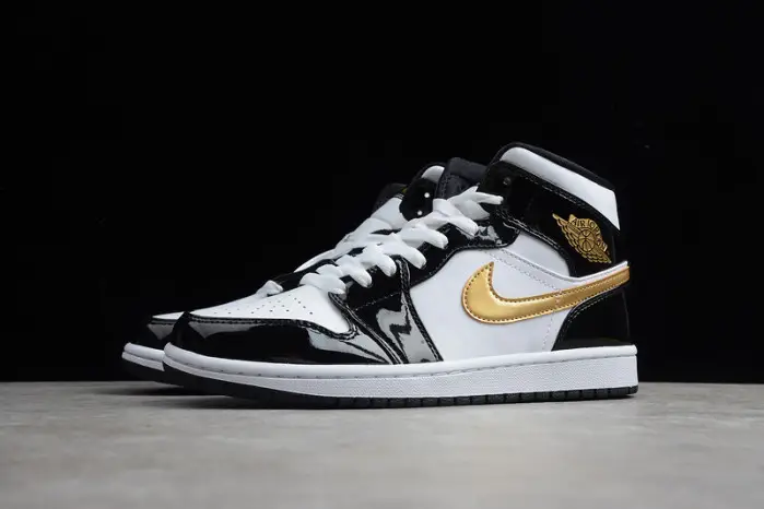 AIR JORDAN 1 MID PATENT 'BLACK GOLD' 