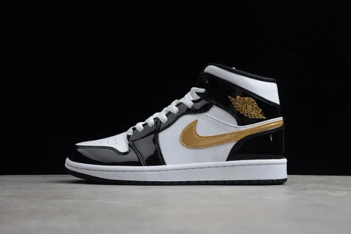 AIR JORDAN 1 MID PATENT 'BLACK GOLD' 