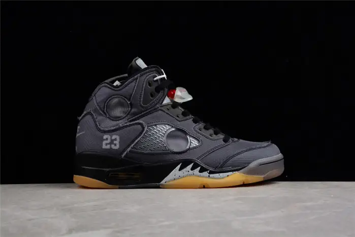OW Air Jordan 5 SP Black Muslin Fire Red 