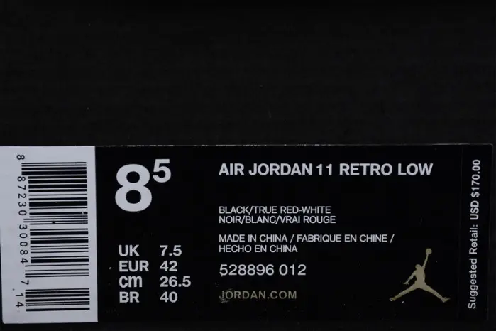 AIR JORDAN 11 RETRO LOW BG 'BRED' 