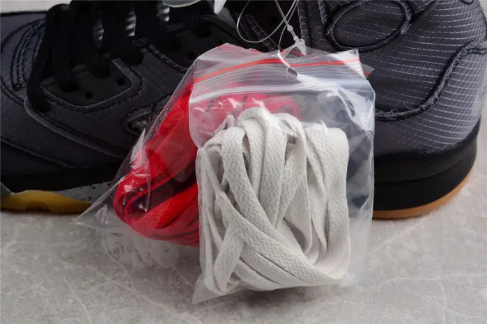 OW Air Jordan 5 SP Black Muslin Fire Red 