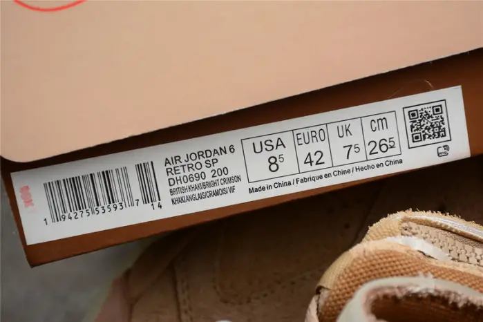Jordan 6 Retro Travis Scott British Khaki 