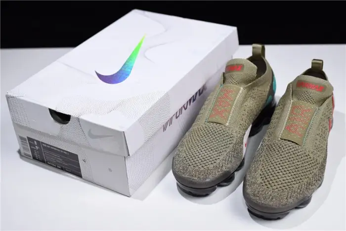 Nike VaporMax FK Moc 2 Natural Olive Habanero Red Air Vapor Max mens 